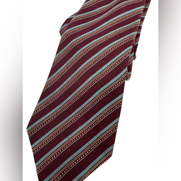 YSL Vintage red and blue stripe Mens tie - Picture 4 of 7